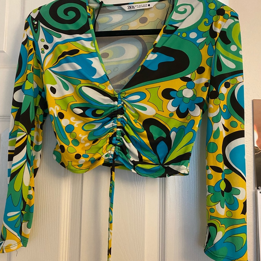 Zara Multicolor Floral Crop Top